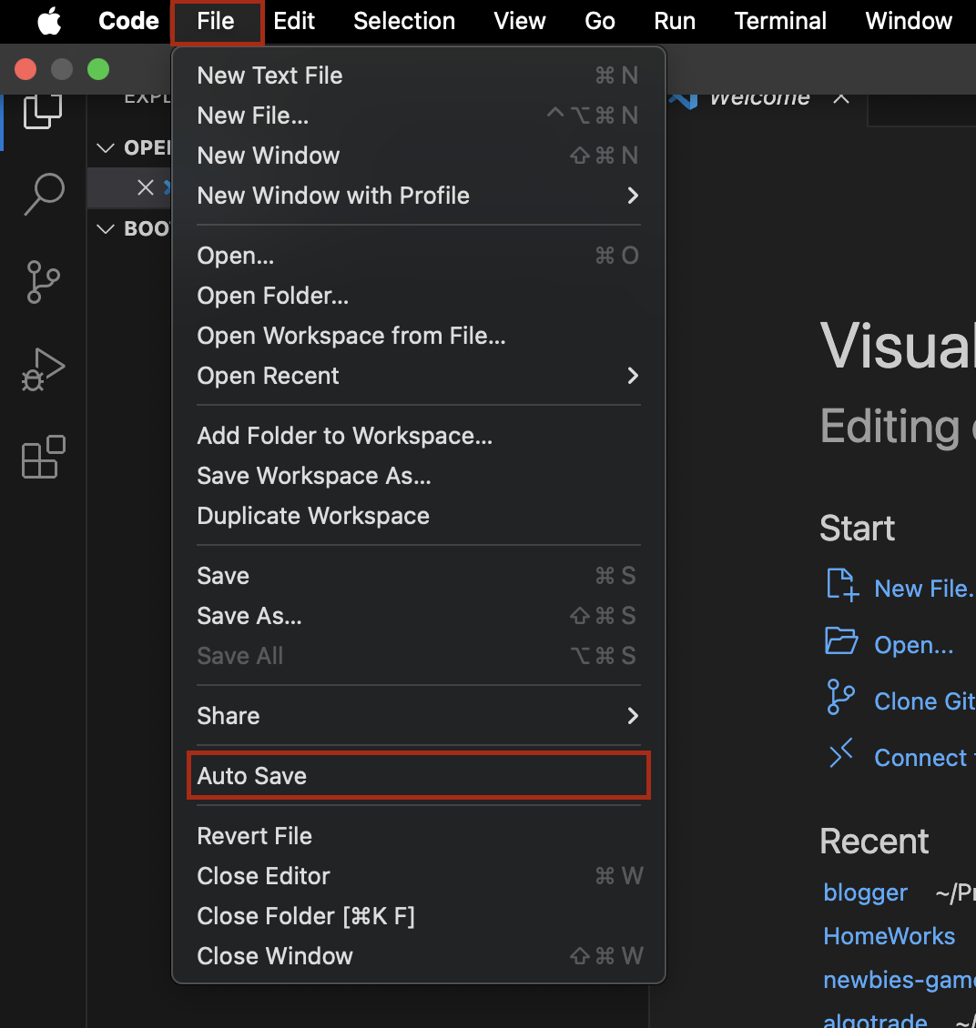 auto save in vscode